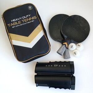 Heavy Duty Table Tennis Set with Retractable Net And Carrying Case 7 Piece Set